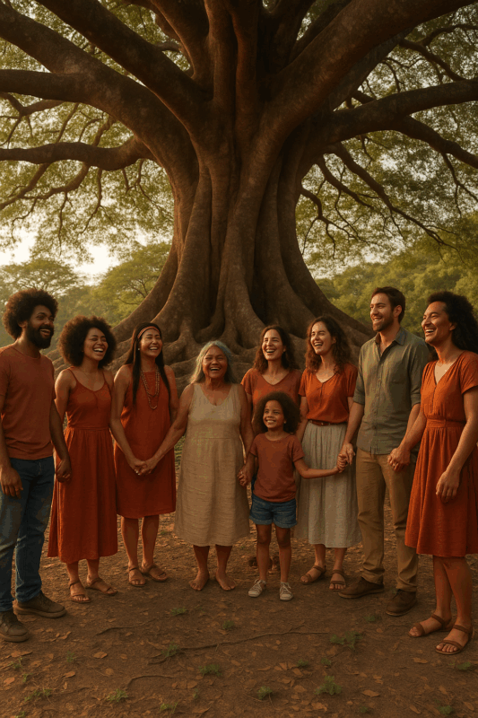 família de todas as etnias de mãos dadas