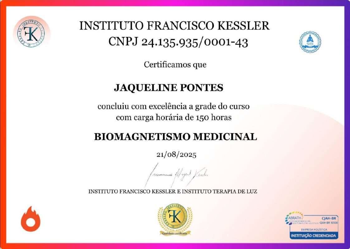 Certificado de curso de 150h de Biomagnetismo Medicinal